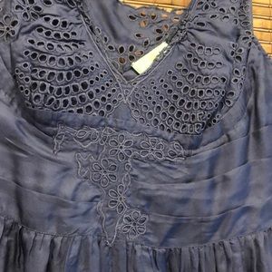 Anthropology Grey silk lace dress